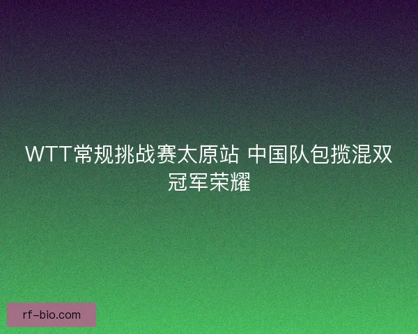 WTT常规挑战赛太原站 中国队包揽混双冠军荣耀