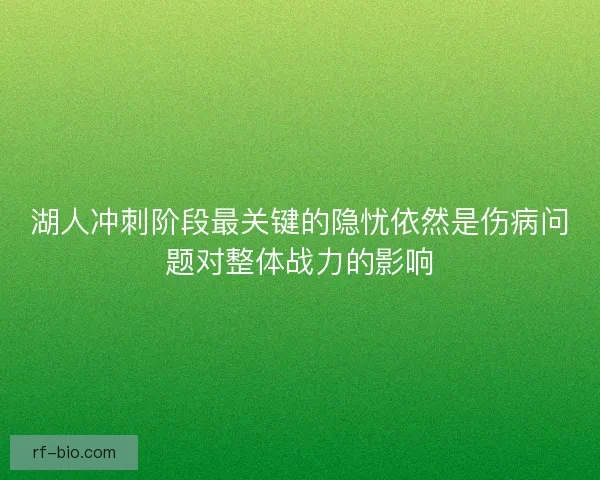湖人冲刺阶段最关键的隐忧依然是伤病问题对整体战力的影响